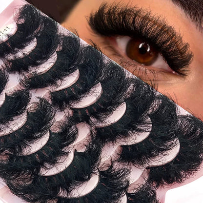 5-8 Pairs Natural Russian Striped Mink Lashes | 3D Volume Wavy False Eyelash Extensions