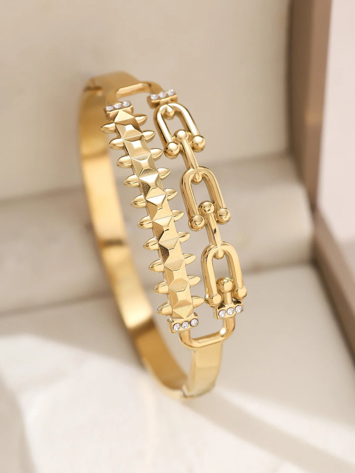 1pieces/set women's wedding jewelry party holiday Valentine's Day gift stainless steel bracelet plated with 18K gold bracelet