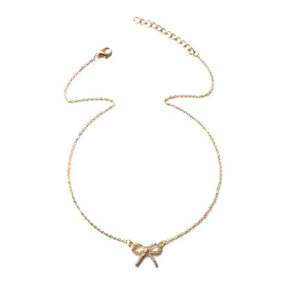 Fashion Rhinestone Bow Pendant Necklace For Women Exquisite Zircon Bowknot Choker Necklaces Office Party Jewelry Lady Gifts