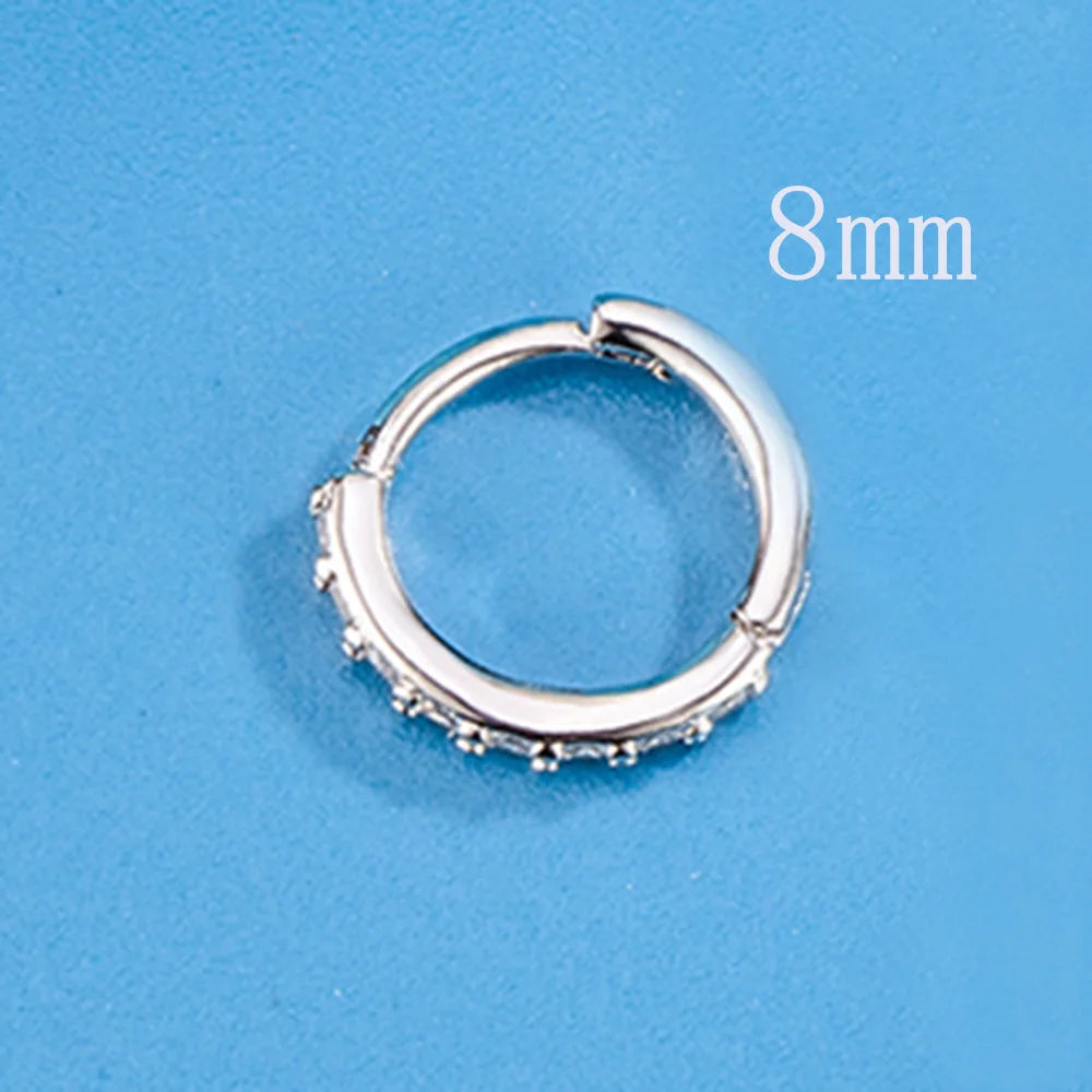 925 Sterling Silver 8/12/16/20MM Zircon Hoop Earrings For Women Wedding Engagement Luxury Jewelry Accessories Money 925