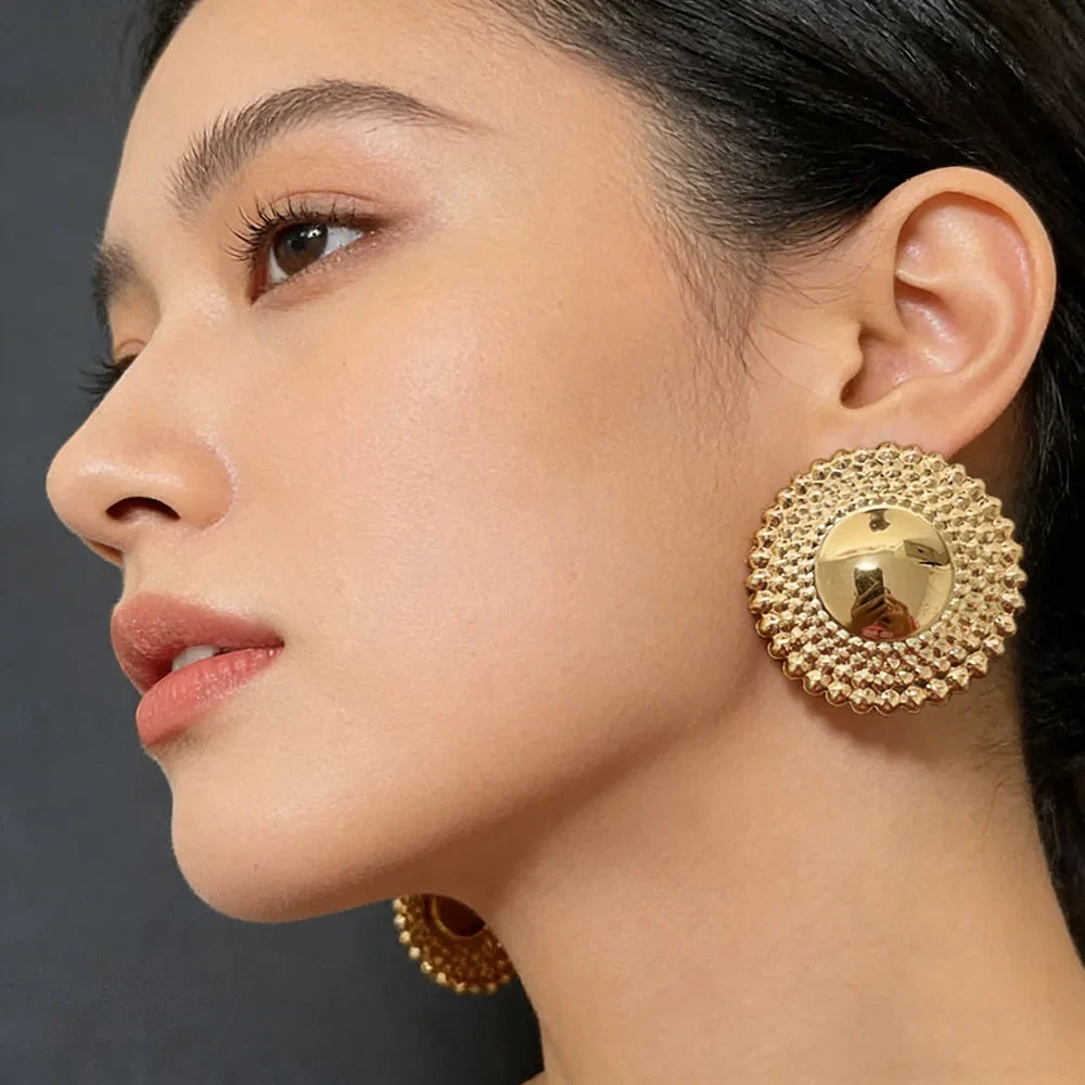 Gold Plated Earrings Jewelry for Women Weddings Design Circle Clip Earrings for Dubai Engagement Bride Luxury Hoop Earrings