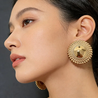Gold Plated Earrings Jewelry for Women Weddings Design Circle Clip Earrings for Dubai Engagement Bride Luxury Hoop Earrings