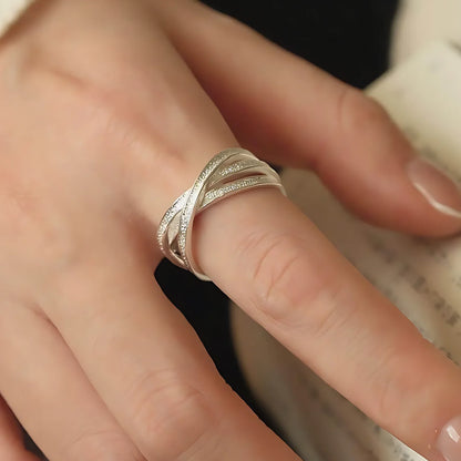 925 Sterling Silver Frosting Geometry Ring | Textured Wide Band for Women