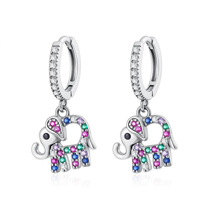 2026 New 925 Silver Elephant Cherry Blossom Butterfly Heart Earrings, a delicate choice for women's fashion jewelry