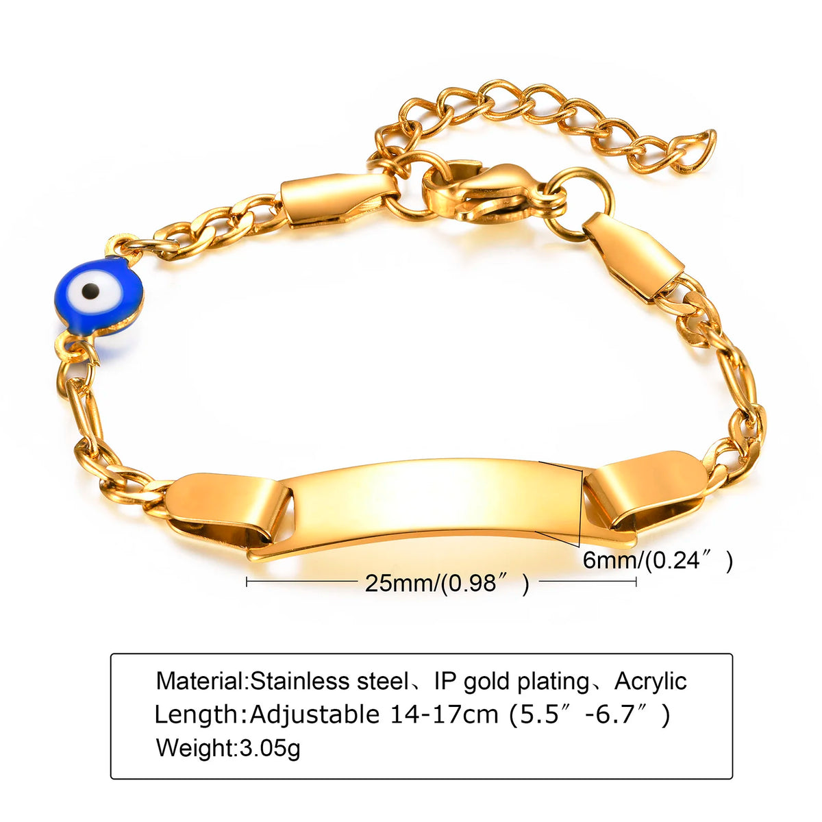 Custom Personalized Name ID Bracelet Gilrs Boy Gifts, Stainless Steel Curb Chain Link Crown Bracelet Not Allergic