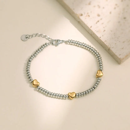 NEWBUY Hot Sale Non-Fading Stainless Steel Jewelry Gold Color Heart/Star Silver Beads Charm Bracelets For Women Wholesale