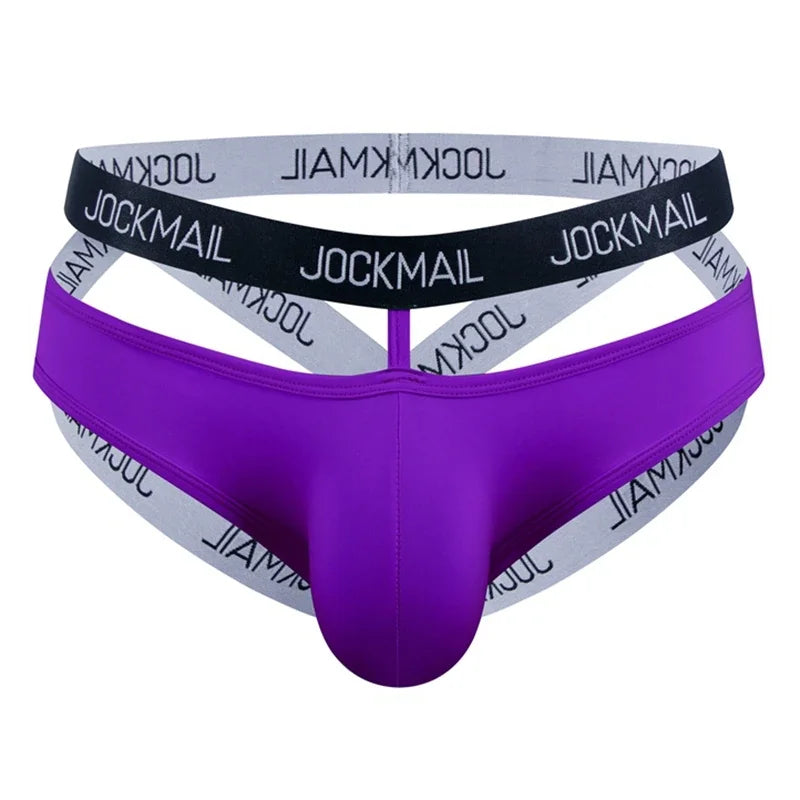 Men Jockstrap Harness Mens Bondage Gay Hombre Stage Nighclubwear Sexy Underwear Thong G String Penis Pouch Ice silk transparent
