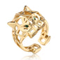 NEWBUY High Quality Fashion Statement Big Animal Ring For Women Girl Party Jewelry Gold Color Zircon Leopard Open Ring Wholesale