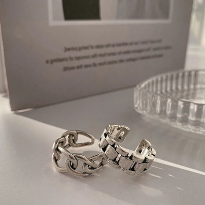 925 Sterling Silver Finger Rings New Fashion Creative Cross Hollow Chain Geometric Party Jewelry Gifts