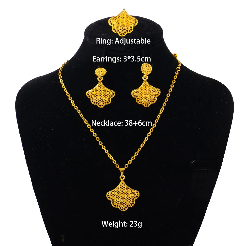 fashion gold jewelry set stainless steel earrings necklaces for women simple Personality gift wedding party Accessories