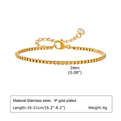 Non Tarnish Stainless Steel Bracelet Gold Plated Stackable for Women, Thin Herringbone Chain Bracelet Waterproof Jewelry Gift