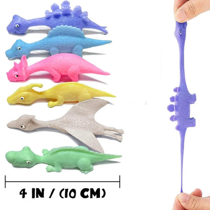 Sticky Squishy Rubber Flying Dinosaur Stress Relief Toys | 10-Pack Party Favors