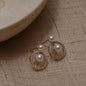 14k Gold Zircon Pearl Twist Stud Earrings | Luxury Women's Jewelry