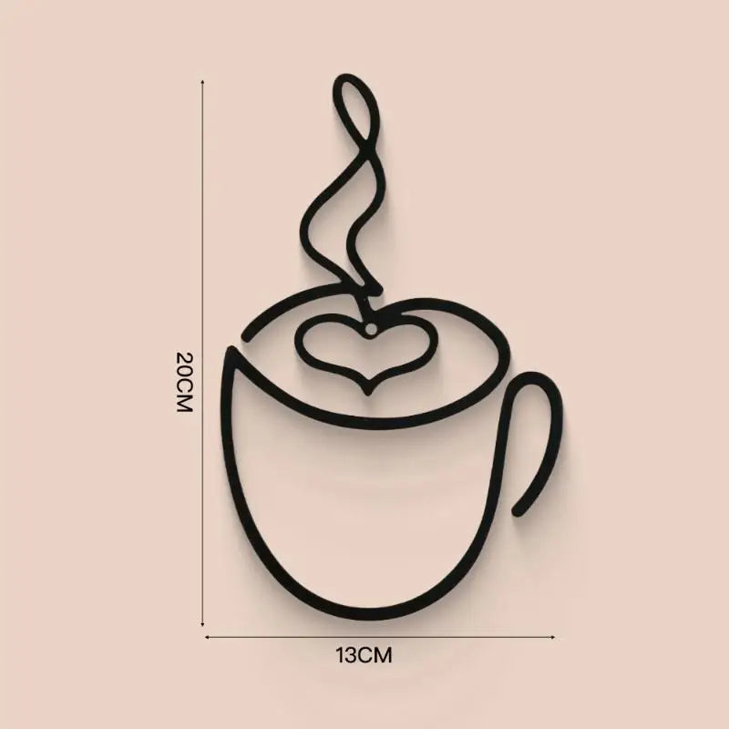Metal Black Coffee Cup Wall Art Decor | Kitchen, Cafe & Coffee Bar Wall Hanging