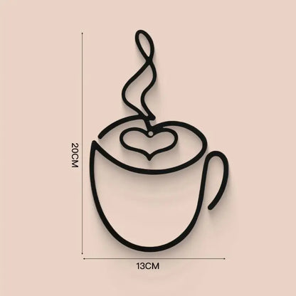 Metal Black Coffee Cup Wall Art Decor | Kitchen, Cafe & Coffee Bar Wall Hanging