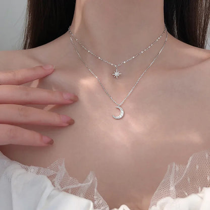 New Shiny Butterfly Necklace Ladies Exquisite Double Layer Clavicle Chain Necklace Jewelry for Ladies Gift