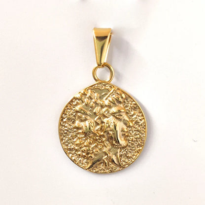Face Off Pendant Necklace With 18k Gold Plated Handcrafted Zeus Herra Janiform Head Greek Mythology Coin Necklace Jewelry Gift