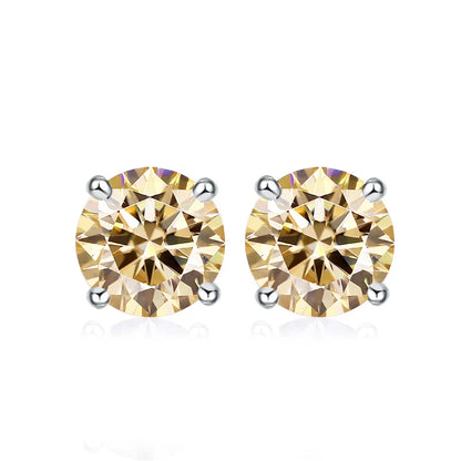 NeeTim 0.5ct 1ct 2ct Moissanite Stud Earrings for Women 925 Sterling Silver Pink Black Blue Grey Sparkling Lab Diamond Earring