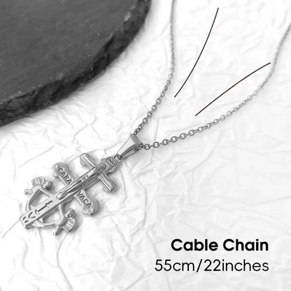 Caravaca De La Cruz Crucifix Pendant Christian Angels and Christ in Relief Stainless Steel Caravaca Cross Charms DIY Accessories