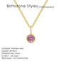 Birthstone Necklace for Woman Stainless Steel 12 Constellation DIY Colourful Zirconia Pendat Birthday Gift Jewelry Wholesale