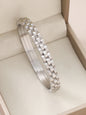 1pc 18K Gold Plated Stainless Steel Stackable Bracelet With Chain And Clover Design, Fashion Style For Women, Suitable For Casua