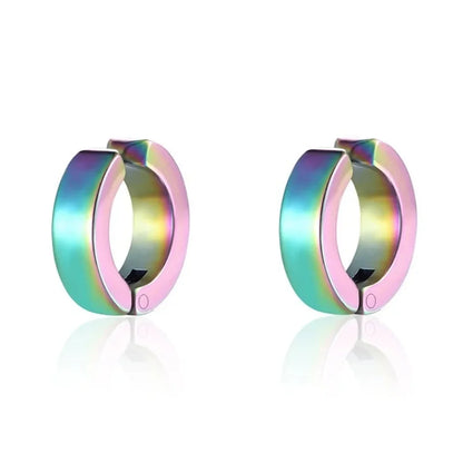 Stainless Steel Cuff Earrings for Men | Non Piercing Clip On Hoop Set