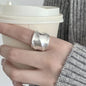 925 Sterling Silver Frosting Geometry Ring | Textured Wide Band for Women
