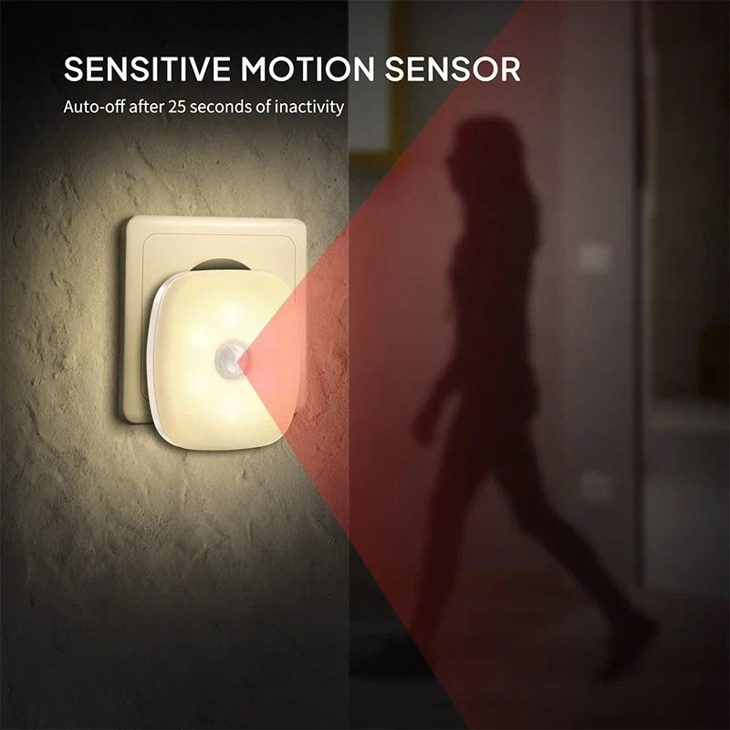 LED Motion Sensor Night Light | Plug-In Automatic Lamp for Hallway Closet