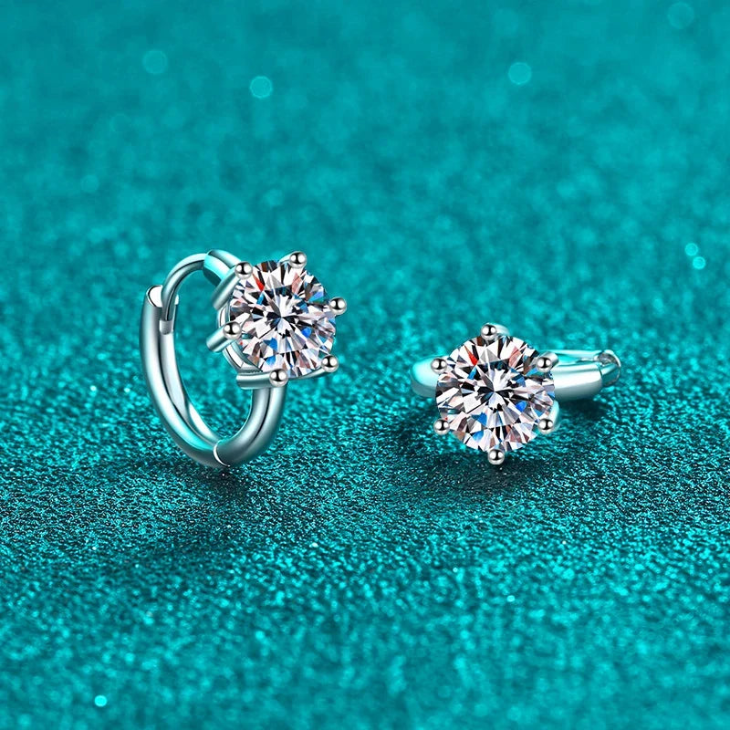 NeeTim 0.5ct 1ct Moissanite Earrings 925 Sterling Silver Lab Diamond Sparkling Party Wedding Studs Earring Designer for Women