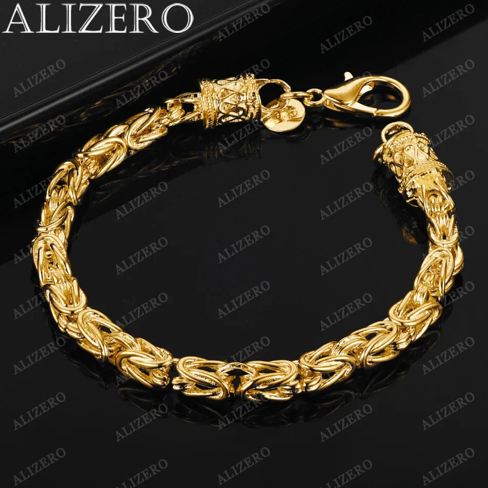 ALIZERO 18K Gold Bracelet 5mm Faucet Chain Bracelets For Men Woman Fashion Wedding Party Gift Fine Jewelry Wholesale
