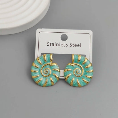 Creative Conch Colored Enamel Stainless Steel Earrings, Waterproof and No Rust-Rusting Women's Earrings, Party Jewelry