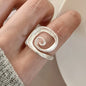 PANJBJ 925 Sterling Silver Pearl Irregular Ring | Women Shell Overlapping Hollow Sweet Design Jewelry