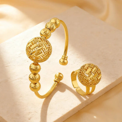 New Gold Plated 2026 Stainless Steel Chain Bracelet and Ring ethiopian hawaiian jewelry bangles for women free shipping Gift