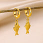 Freshwater Ocean Starfish Shell Hoop Earrings For Women Elegant Stainless Steel Gold Color Aretes Christmas jewelry accessories