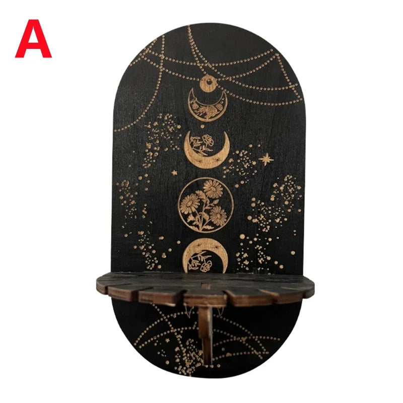 Wooden Crystal Shelf Display Stand | Bohemian Wall Rack for Stones and Jewelry