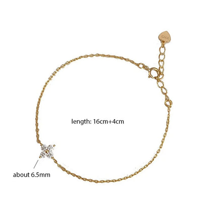 Four Leaf Clover Cubic Zirconia Bracelet | Trendy Chain Link Bracelet for Women