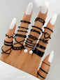 28pcs Fashion Ring Set for Women Heart Shaped Design Geometric Bohemian Element Accent Ring Daily Wear Dating Party Jewelry 2025