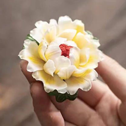 Peony Flower Incense Holder | Decorative Ceramic Incense Burner