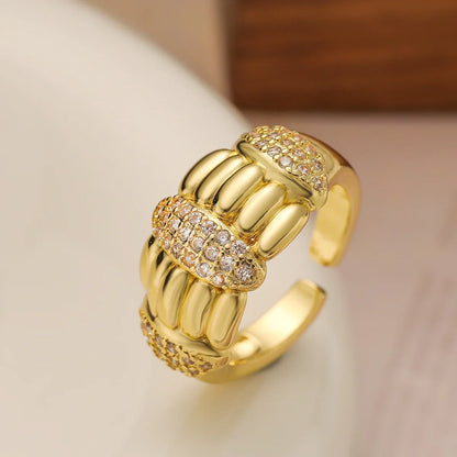 NEWBUY Trendy Gold Color Copper Geometric Jewelry Luxury AAA Cubic Zirconia Wedding Ring For Elegant Women Engagement Gift