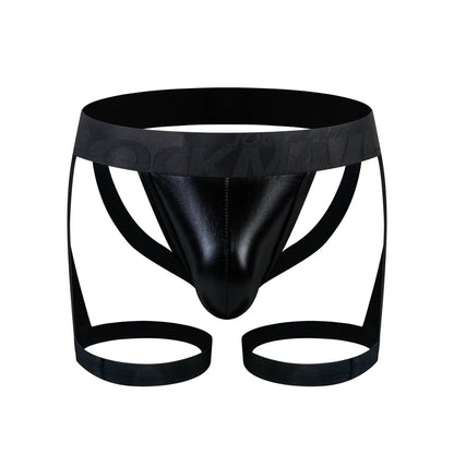 Men PU Faux Leather Jockstrap Harness Men Bondage Fetish Hombre Stage Nighclubwear Sexual Gay Underwear Pouch Strap Lingerie