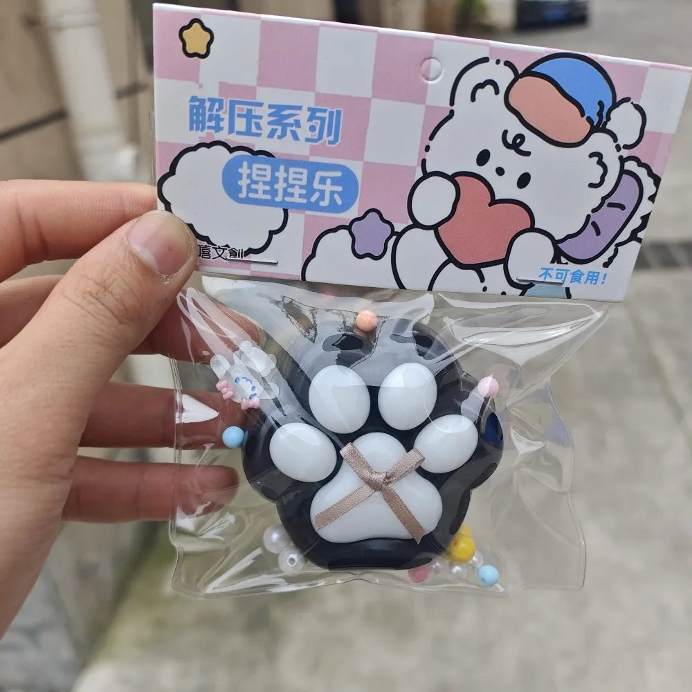 Taba Squishy Bow Cat Paw Fidget Toys | Cute Pink Cat Foot Slow Rebound Toy