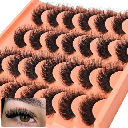 14 Pairs Natural Look False Eyelashes | Thick Fluffy Faux Mink Lashes Pack
