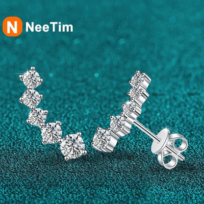 NeeTim 1.16cttw Full Moissanite Stud Earrings for Women Gemstones Lab Diamond Studs Earrings 925 Sterling Silver Fine Jewelry