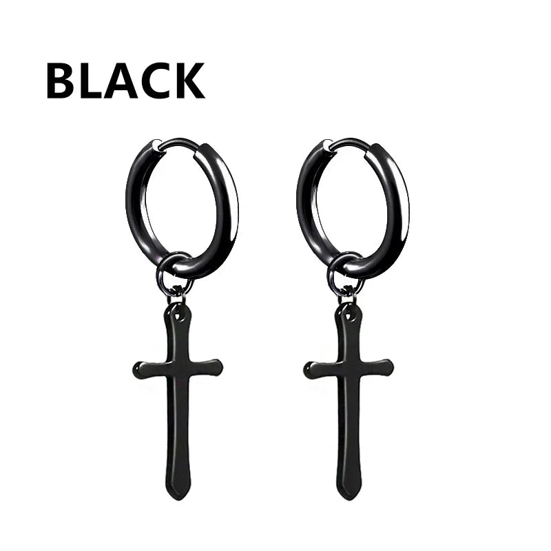 Punk Stainless Steel Stud Earrings Set | Unisex Hip Hop Piercing Jewelry