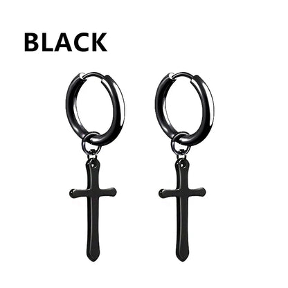 Punk Stainless Steel Stud Earrings Set | Unisex Hip Hop Piercing Jewelry