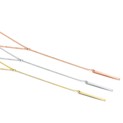 Women Fashion Stainless Steel Minimalist Long Bar Pendant Necklace Gold Silver Clavicle Chain Waterproof Everyday Wear Hot Sale