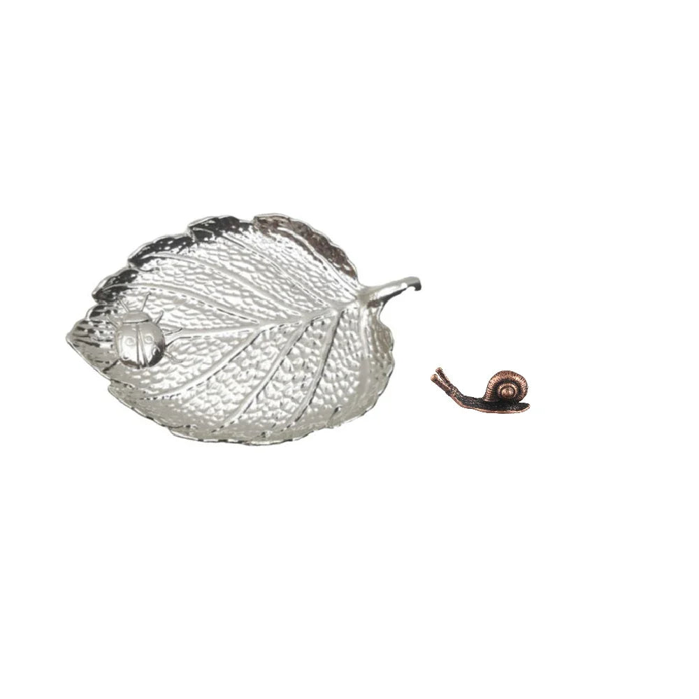 Leaf Snail Incense Burner | Antique Metal Incense Plate for Living Room