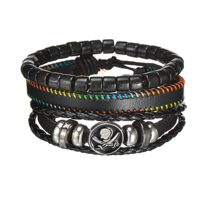 MeMolissa New Fashion Braided Wrap Leather Bracelets for Men High Quality Vintage Charm Wood Beads Ethnic Tribal Wristbands