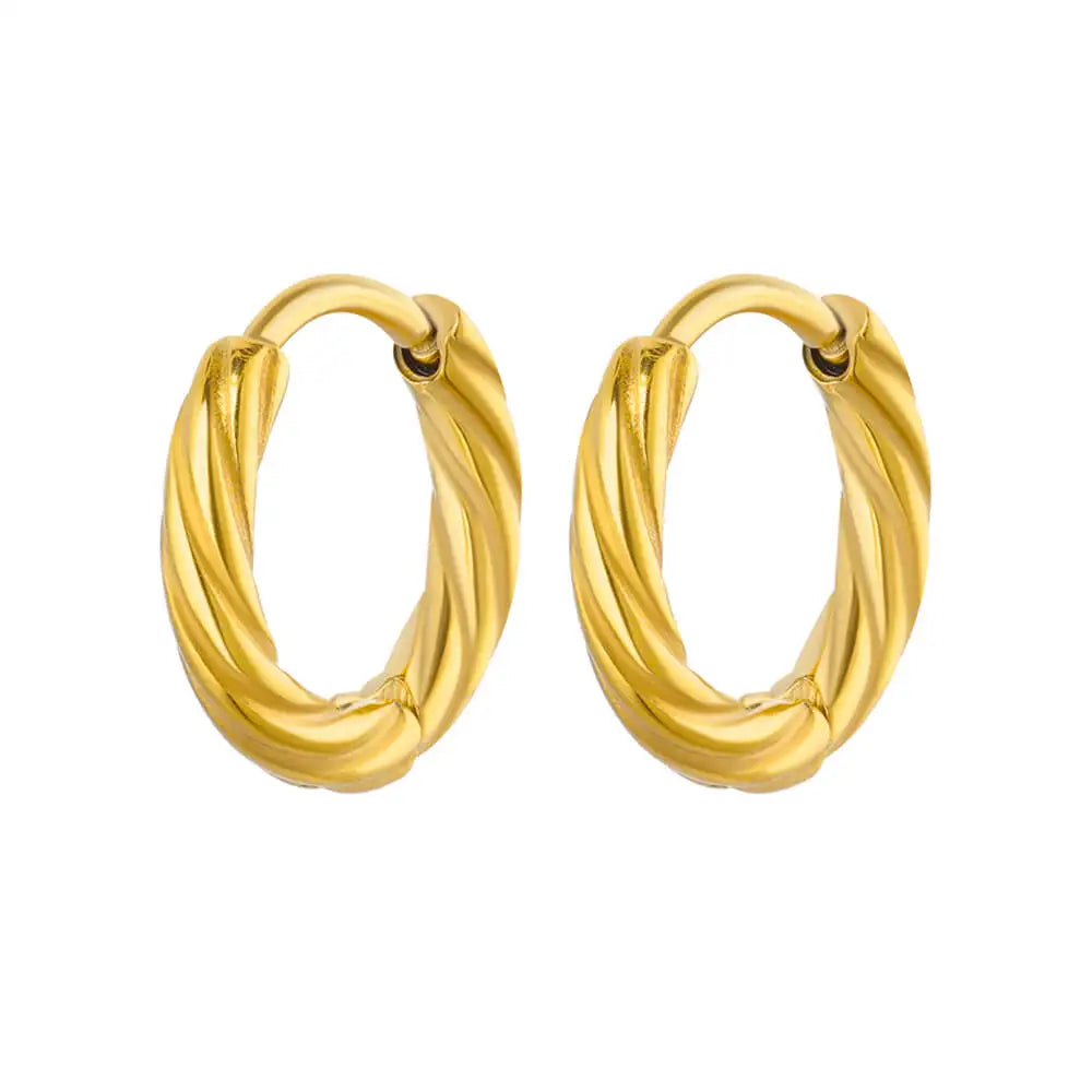 Vintage Round Stainless Steel Hoop Earrings For Women Gold Plated Earring 2023 Trending Statement Ear Jewelry Christmas Gift