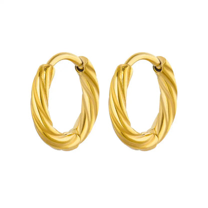 Vintage Round Stainless Steel Hoop Earrings For Women Gold Plated Earring 2023 Trending Statement Ear Jewelry Christmas Gift